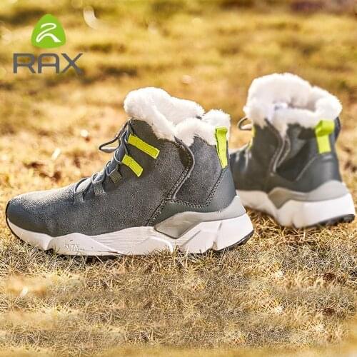 RAX 2020 Outdoor Hiking Boots For Men Women Breathable Snow Boots Man Leather Walking Shoes Hiking Shoes Fleece Winter Boots
