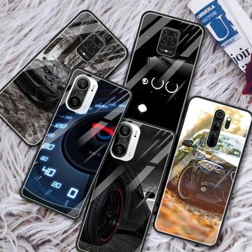 Tempered Glass for Xiaomi Redmi Note 9S 9 8 10 Pro 7 8T 9C 9A 8A K40 9T Bumper Luxury Phone Cover Shell Cool Super Sport Car Sac