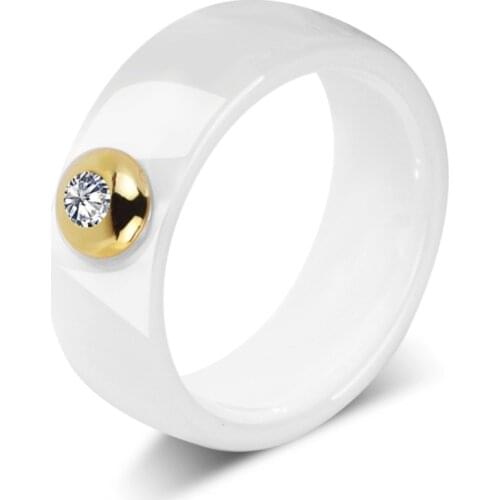 TGNEL Ceramic Rings for Women S925 Sterling Silver Inlay AAA Cubic Zircon Gold&Silve Color Alliance Lady Jewelry Size 6 7 8