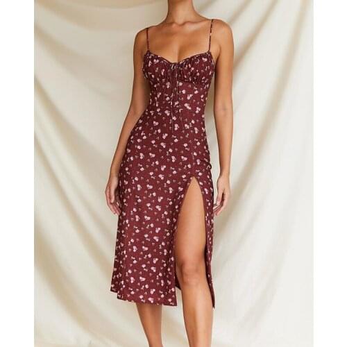 Floral print Sexy bodycon high split dress Women 2020 new sleeveless short dress Party club elegant backless vestidos 4230917