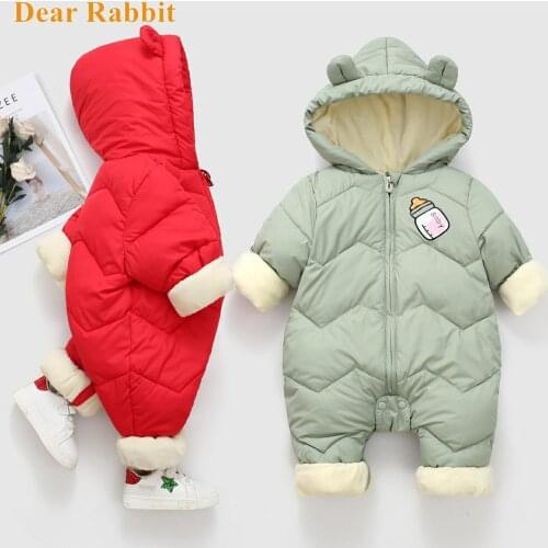 2021 Baby clothes Winter Snowsuit Plus Velvet Thick Boy Jumpsuit 0-2 Yrs Newborn Romper Baby Girl Overalls for kids Toddler Coat