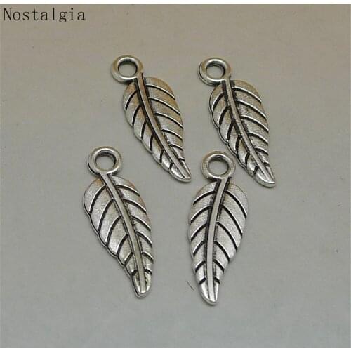 Nostalgia 30Pcs Leaf Bulk Charms Alloy Wholesale Jewelry Lots 19*6MM