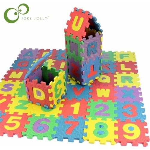 Children mini EVA Foam Alphabet Letters Numbers Floor Soft Baby Mat 3d puzzle Kids Educational toys 36 pcs
