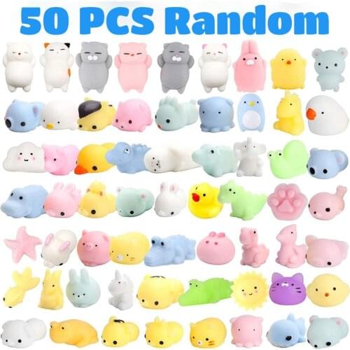 50PCS Kawaii Squishies Mochi Anima Squishy Toys For Kids Antistress Ball Squeeze Party Favors Stress Relief Toys For Birthday