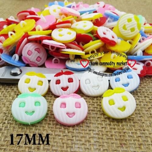 50PCS 17MM face shape colors Dyed Plastic cartoons buttons coat boots sewing clothes accessories P-070
