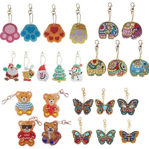 5D Diamond Painting Key Chain Rhinestone Embroidery Pendant DIY Craft Kits Cartoon Diamond Painting Stitch Key Chain Accessories