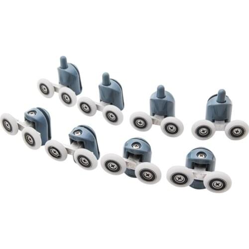 8pcs/set 23mm/25mm Double Pop Up Wheels Sliding Shower Door Rollers Runners Pulleys Screw Cover Cap Cabin Room