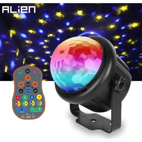 ALIEN USB LED Disco RGB Crystal Magic Ball Light Yellow Five-pointed Star Stage Lighting Effect for DJ Party Car Holiday Xmas