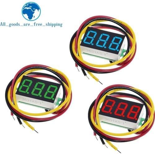 0.36 Inch 0.36" Digital Voltmeter Red Green Blue DC 0V-100V 3 Lines 3 digit Voltage Panel Meter Display led Color for arduino