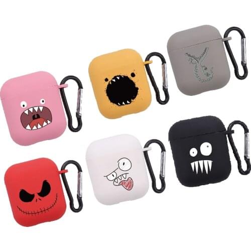Colorful Anime Funny Cute Emoticons Earphone Case For iPhone AirPods 1 2 Pro Soft Silicone Accessories Charging Earphone Coque