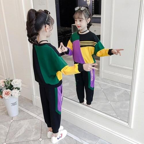 Children Autumn Spring Girls Clothing Suits Winter Coat Kids Colored Cotton Sweatshirt Tracksuit Sport Sets Outwear Clothes