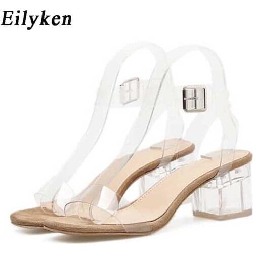 Eilyken Women Sandals PVC Clear Transparent High Heel Pumps Stilettos 2021 Slingback Dress Summer Sandals SIZE 35-40