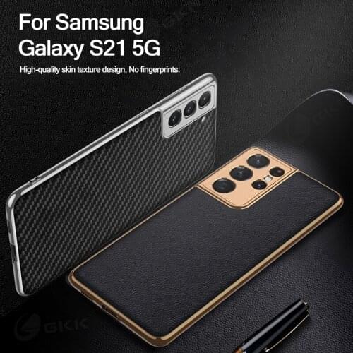 GKK Leather Plating Case For Samsung Galaxy S21 Plus Ultra Luxury Shockproof Hard Edge Cover For Samsung S21 Plus Ultra 5G Case