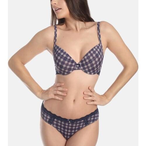 Sexy Underwear Set Lingerie for Ladies Non-Padded Gather Bra for Women Underwear Set Bra and Brief Sets Plaid 34-42ABCD