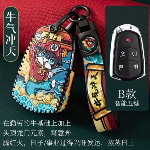 Leather Remote Smart Key Cover Fob Shell For Cadillac ATS CT6 CTS DTS XT5 Escalade ESV SRX STS XTS ELR 2014 2015 2016 2017 2018