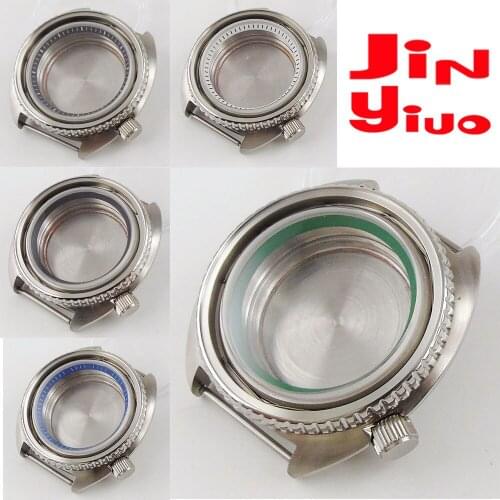 Steel Brushed 45mm Automatic Watch Case No Insert Sapphire Glass for NH35A NH36A Movement Unidirectiona Bezel Screw Down Crown