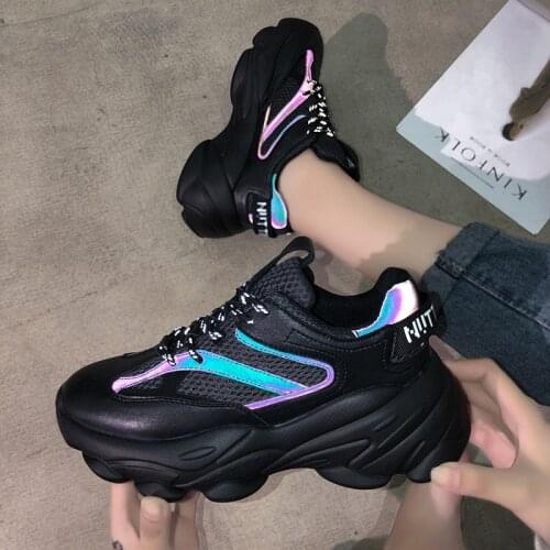 2019 Fashion Woman High Platform Sneakers Spring Female Shoes Sneakers Breathable Zapatos Casual Mujer scarpe donna X12-83