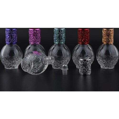MUB - Unique Spherical 13ml Refillable Essential Oil Perfume Bottle Portable Glass Oils Bottle Fashion Empty Bottles Alloy Cap