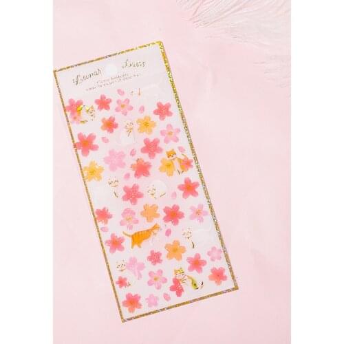 1pcs Korean Kawaii Cartoon Unicorn Cherry Blossom Stickers DIY Diary Album Mobile Phone Decoration Three-dimensional Stickers