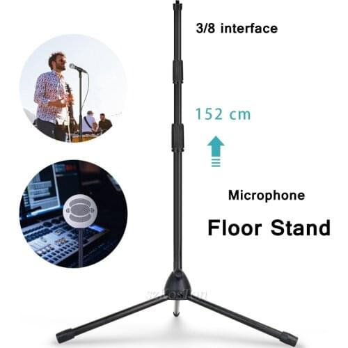 3/8 Interface Portable Microphone Floor Stand Adjustable Metal Microphone Arm Holder Tripod Stage Performance Recording studio