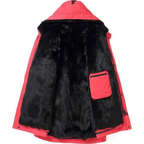 Real Mink Liner Parka Plus Size Jackets Winter Jacket Men Rabbit Fur Coat Male Hooded Parkas LM15093 MY1195