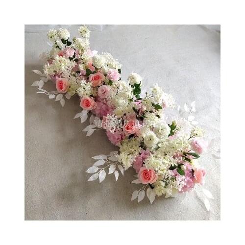 The new wedding decoration flower row greeting flower wall road leads to the catwalk floral wedding background simulation flower