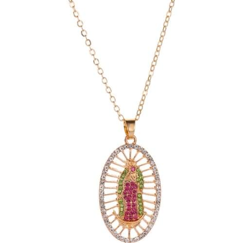 Crystal Oval Pendant Necklace Vintage Charm Jewelry For Women Clavicle Chain With Colorful Gem 2021 Wedding Ethnic Accessories