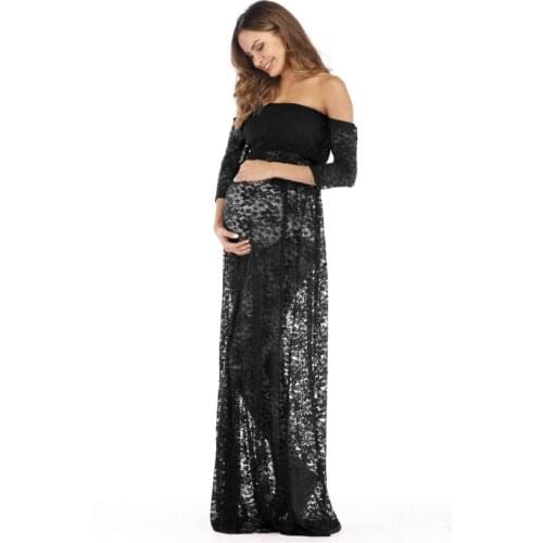 Pregnancy Off Shoulder Neckline Party Gown Dress Maternity long Dress For Photo Shoot Women Plus Size Dress baby shower dress