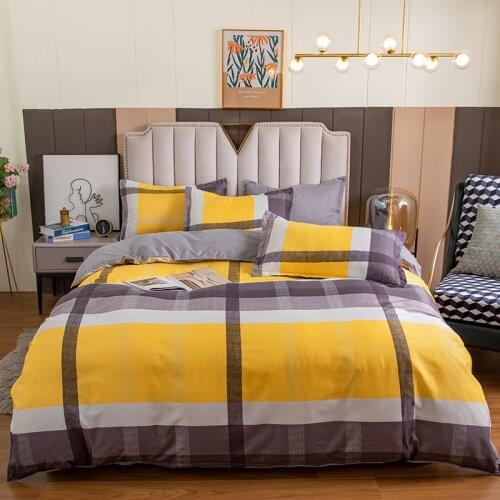 Nordic Style Duvet Cover 210x210 Pillowcase 3Pcs, Large Grid Pattern Bedding Set,220x240 Quilt Cover,Extra Large Blanket Cover