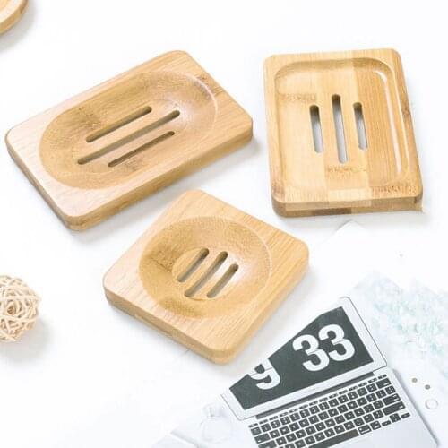 Portable Bathroom Soap Dish Storage Box Wooden Natural Bamboo Soap Dishes Tray Holder Storage Soap Rack Plate Box Container