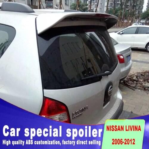 Stop light LIVINA ABS material for Nissan LIVINA 2006 to 2012 rear window roof spoiler by white black or primer paint spoilers