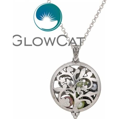 V1273 Plant Tree Pendant Perfume Essential Oil Aromatherapy Locket Charm Necklace