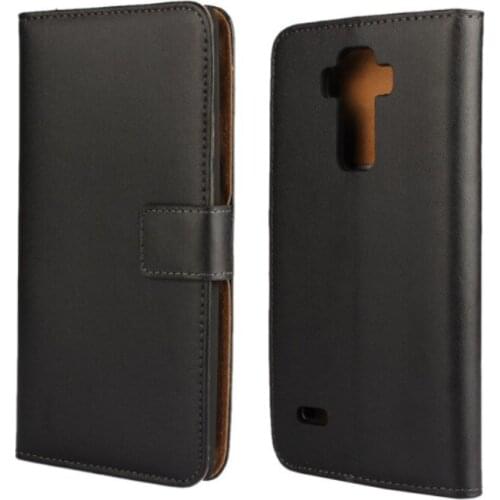 High Quality Black Genuine Leather Wallet Case Cover For LG G4 Stylus/G Stylo with Stand Style and Card Holder Phone Bag Free