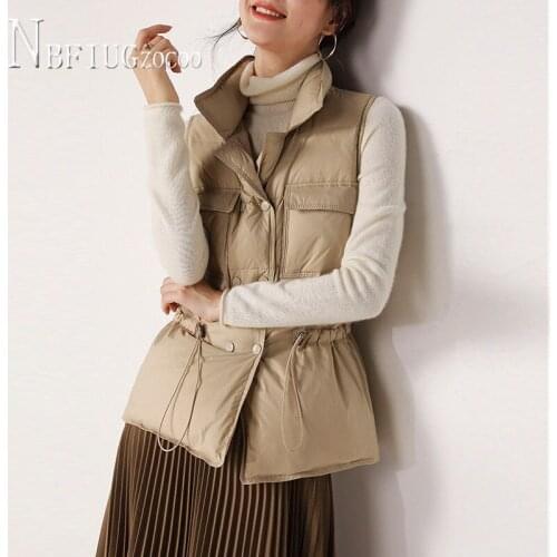 Green White Black Color Women Waistwear Parkas Sleeveless S-L Winter Warm Female Vests