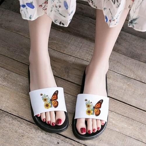 Women Sandals 2021 Bathroom Pattern Soft Sole Flip Flops Ladies Beach Flat Slides Home Slippers Summer Non-slip Slip Slipper