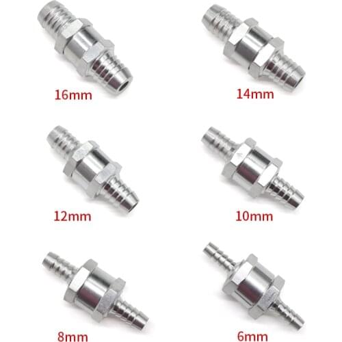 1pcs One Way 6/8/10/12/14/16mm Valves Aluminium Alloy Fuel Non Return Check Valve One Way Fit Carburettor
