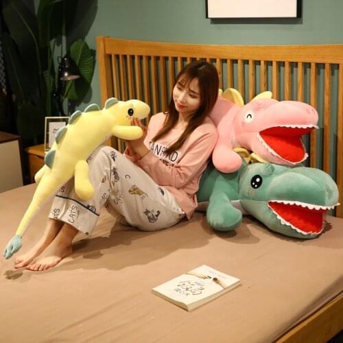 1pc 85cm Kawaii Lying Dinosaur Plush Toys Cartoon Tyrannosaurus Cute Stuffed Toy Dolls for Kids Children Boys Birthday Gift