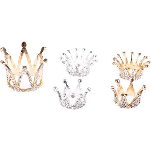 1PCS Nail Art Brush Pen Showing Support Stand Rack Gold Silver Rhinestone Crown Design Carrier Holding