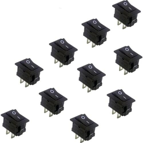 10/20pcs 2-pin single-pole ship type switch table lamp small power switch red black 15*10mm 3A 250V AC Boat Rocker Switch