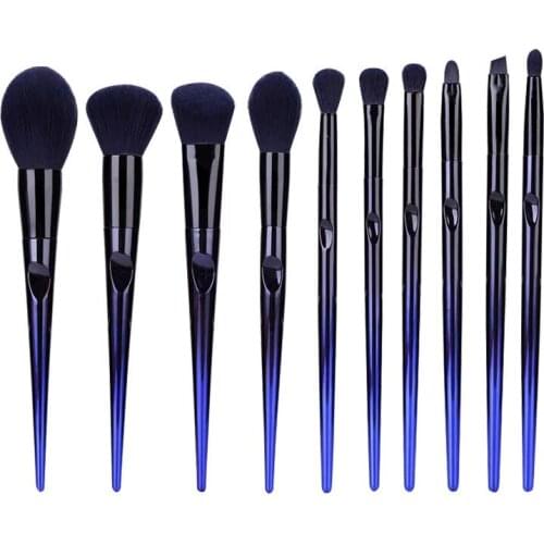 10 pcs Blue Makeup Brushes Set Face Eye Lip Eyeshadow Eyebrow Comb Eyelash Spoolies Foundation Powder Brush Tools Cosmetic