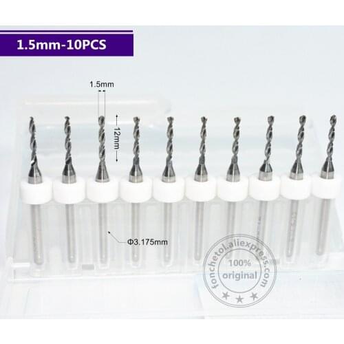 3.175mm*1.5mm,10pcs,Free shipping micro PCB Drill Bit,CNC milling Cutter,tungsten Solid carbide Drill,wood tool,plastic,copper
