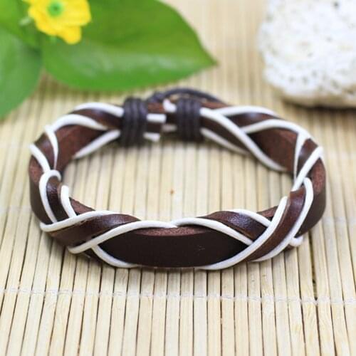 6 pcs/lot Wrap Woven New Fashion Handmade Men Bracelets Male Women Leather Bracelet Men Bangle Wholesale Jewelry Gift DX1