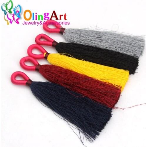 Free shipping 11CM High quality 4PCS Silk Thread Tassel Pendant Jewelry Making DIY Earring/Curtain/Cellphone Craft Olingart