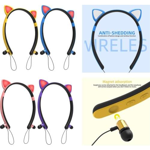 Cat Ear Wireless Bluetooth Headset In-Ear Stereo Headphones EarBuds Mic New