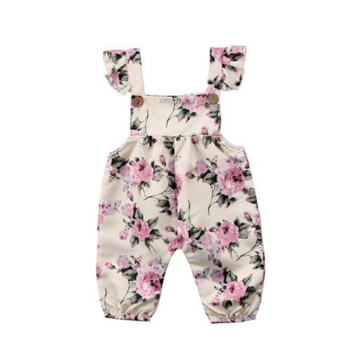 0-24M Baby Girls Flower Strap Romper Newborn Kids Sleeveless Jumpsuit Playsuit Outfit Clothes