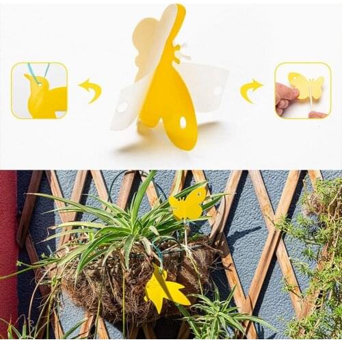 Yellow Butterfly Shape Double-sided Sticky Board Plant Flowers and Vegetables Mosquito Flies Trap Board Insect Sticker Control