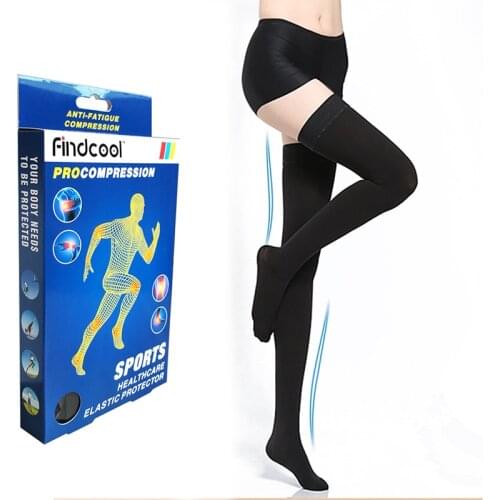FINDCOOL Thigh High Compression Stockings with Closed Toe 23-32 mmHg Medical Support Hose Women and Men Graduated Compression