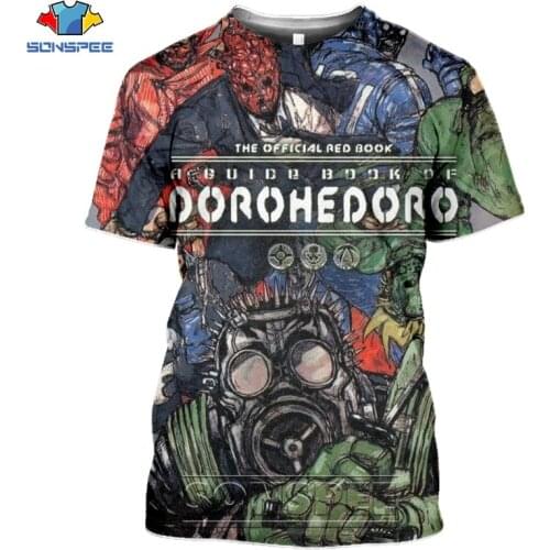 Dorohedoro Japan Anime Mens T-shirt 3D Print Dark Horror Mask Tshirt Women Summer Harajuku Top Blood Skull Comic Graffiti Tees