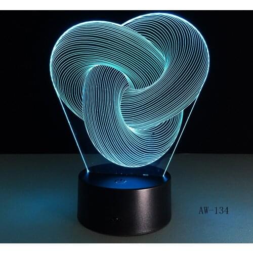 Artistic Abstraction Loop Knot Modern 3D USB Night Light Colorful LED Desk Table Light Lamp For Home Bedroom Decoration AW-134