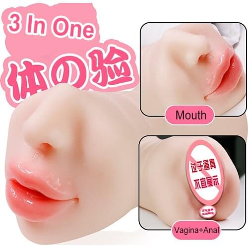 Adult Sex Toys for Men Artificial Vagina Anal Mouth 3 Channels Pocket Pussy 3 in 1 Male Masturbator Real Deep Throat Oral Cup
